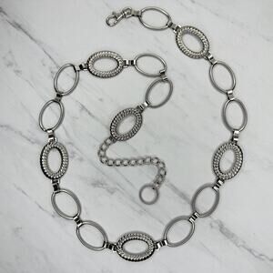 Chunky Oval Link Silver Tone Chain Belt Plus Size 2X ✨
